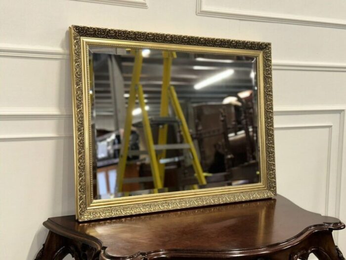 vintage gold gilt wood ornate bevelled mirror 2