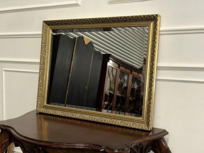 vintage gold gilt wood ornate bevelled mirror 3