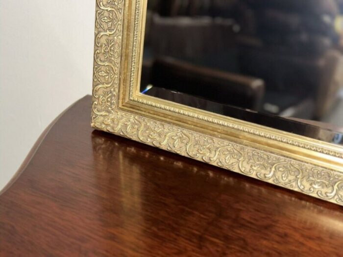 vintage gold gilt wood ornate bevelled mirror 4