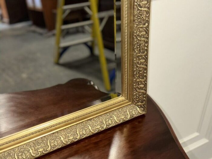 vintage gold gilt wood ornate bevelled mirror 5