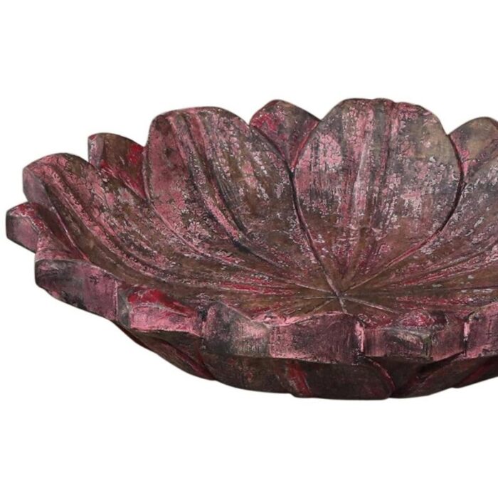 vintage hand carved lotus shaped round decorative bowl 0756