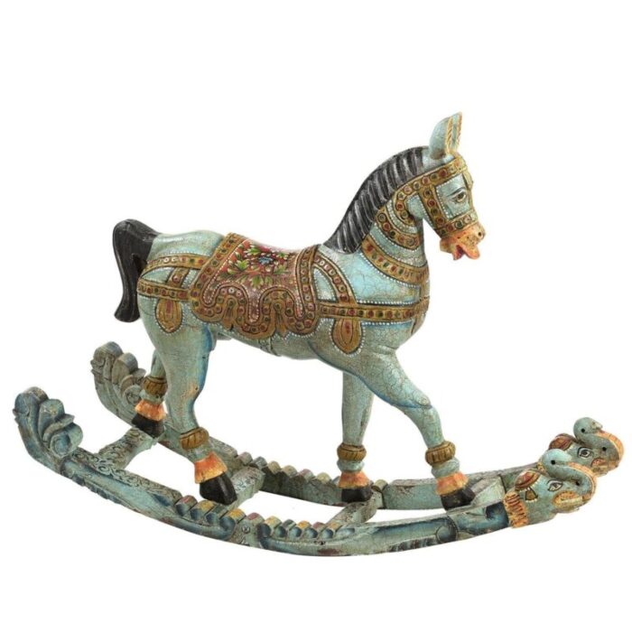 vintage hand carved wooden artistically painted royal rocking horse sculpture 4623