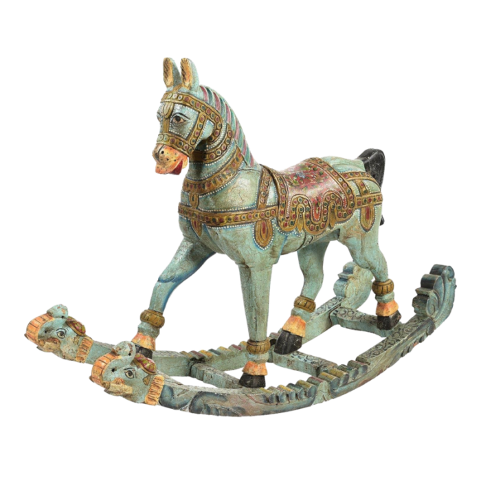 vintage hand carved wooden artistically painted royal rocking horse sculpture 7992