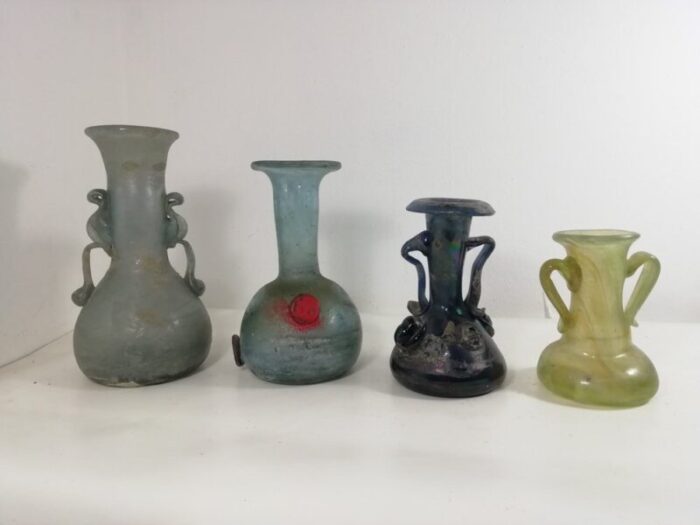 vintage hand worked glass vases 1960s set of 4 1