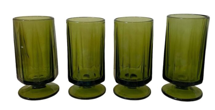 vintage indiana glass colony nouveau footed ice tea avacado green set of 8 2964