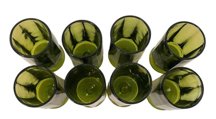 vintage indiana glass colony nouveau footed ice tea avacado green set of 8 5000