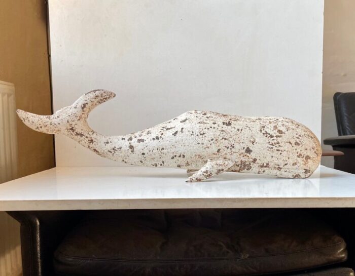 vintage iron whale sculpture moby dick 1960s 2