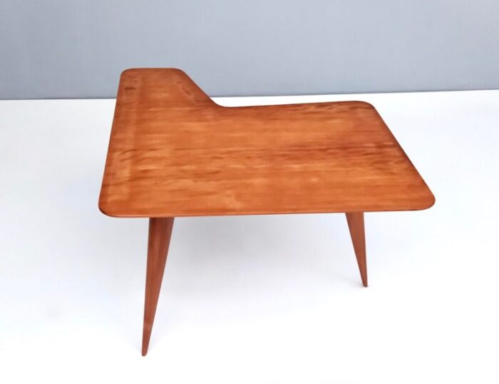 vintage irregular shaped wooden veneer coffee table attributed to gio ponti italy 1950s 0303