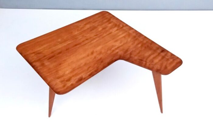 vintage irregular shaped wooden veneer coffee table attributed to gio ponti italy 1950s 2875