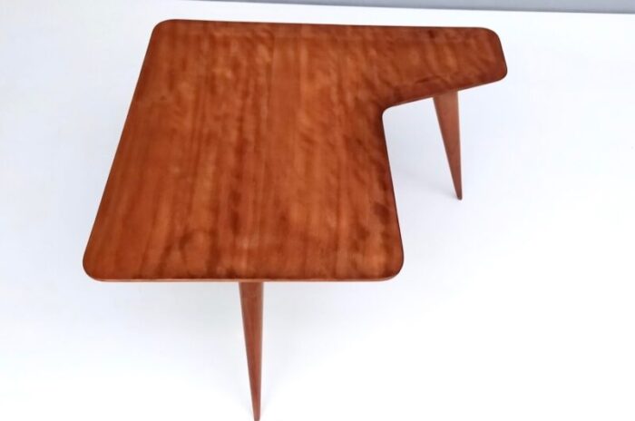 vintage irregular shaped wooden veneer coffee table attributed to gio ponti italy 1950s 3743