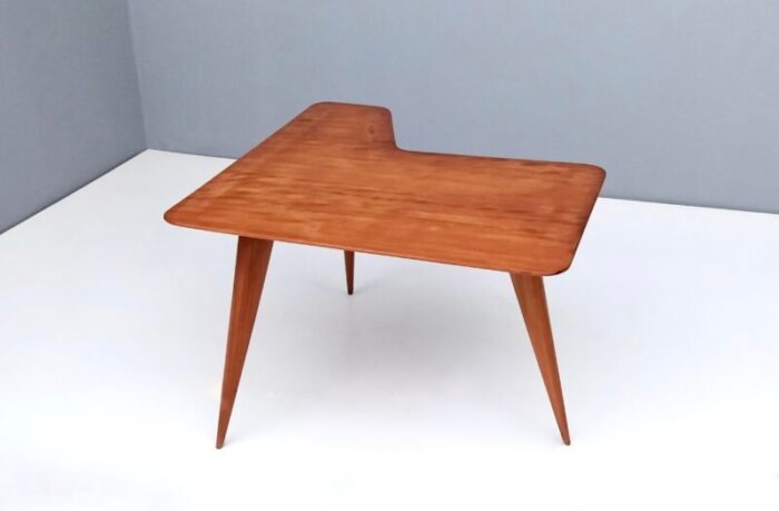 vintage irregular shaped wooden veneer coffee table attributed to gio ponti italy 1950s 4264