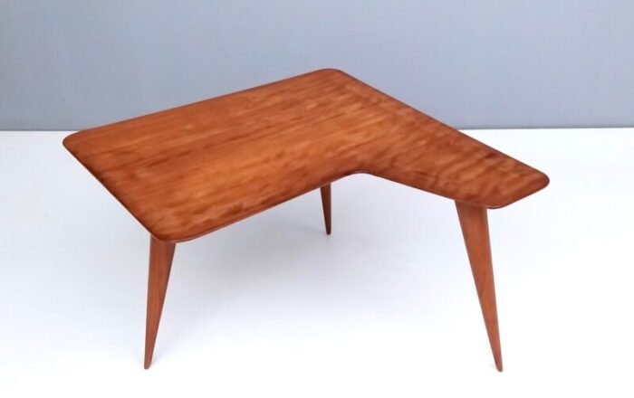 vintage irregular shaped wooden veneer coffee table attributed to gio ponti italy 1950s 8386