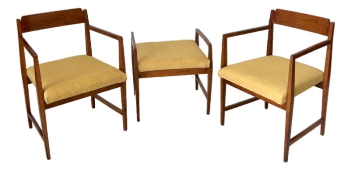 vintage italian armchairs and footstool 1950s set of 3 0021