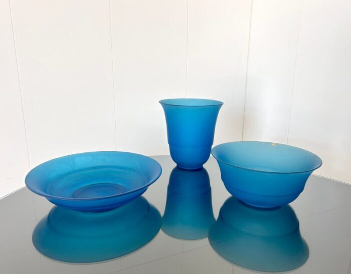 vintage italian blue vases from veart 1970s set of 3 4591