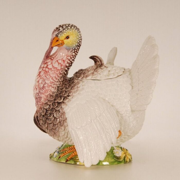 vintage italian ceramic animal figurine turkey by fabio lenci for richard ginori 1960s 1