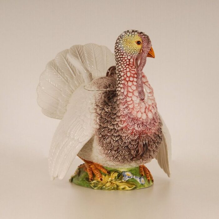 vintage italian ceramic animal figurine turkey by fabio lenci for richard ginori 1960s 7