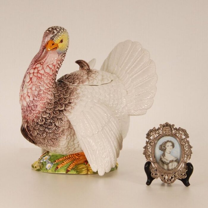 vintage italian ceramic animal figurine turkey by fabio lenci for richard ginori 1960s 8