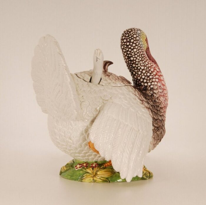 vintage italian ceramic animal figurine turkey by fabio lenci for richard ginori 1960s 9