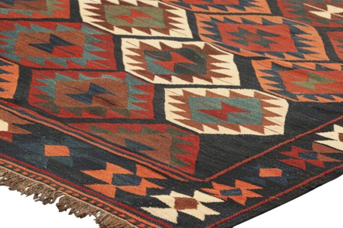 vintage kilim in dark blue with geometric patterns from rug and kilim 1420