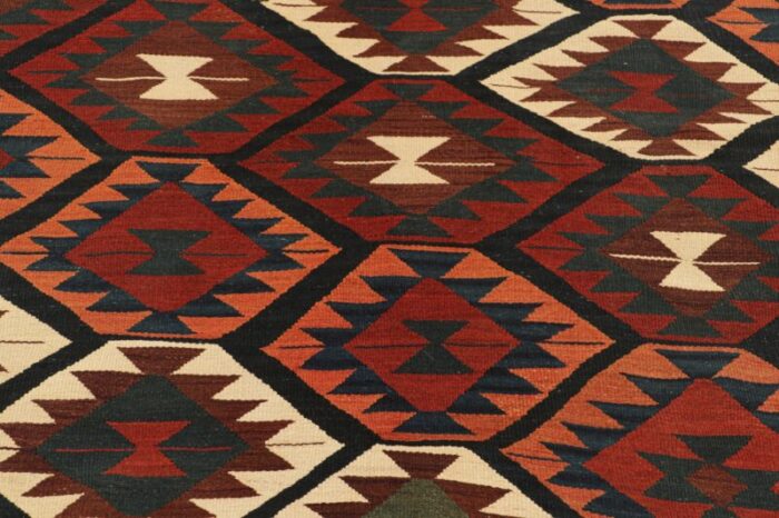 vintage kilim in dark blue with geometric patterns from rug and kilim 7288