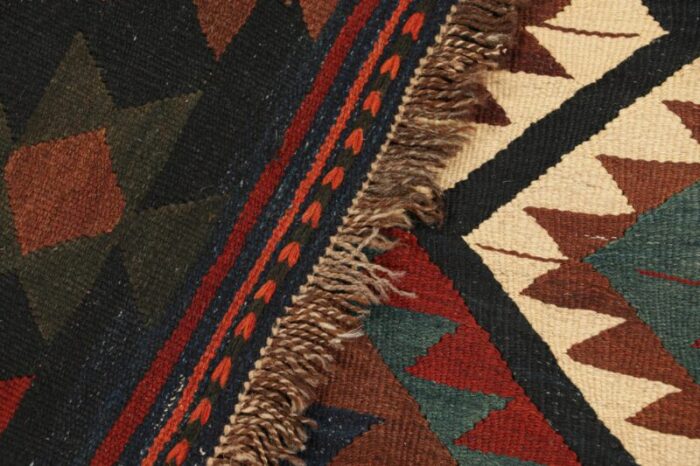 vintage kilim in dark blue with geometric patterns from rug and kilim 7896