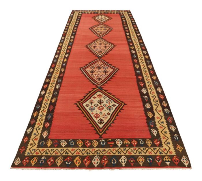 vintage kilim runner in red open field with medallions from rug and kilim 1648