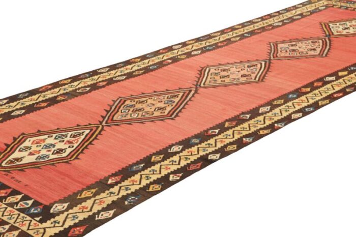 vintage kilim runner in red open field with medallions from rug and kilim 7961