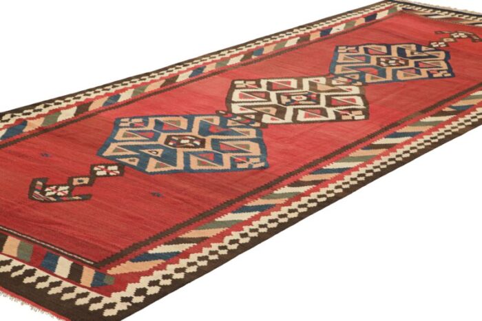 vintage kilim runner in red with geometric medallions from rug and kilim 0289