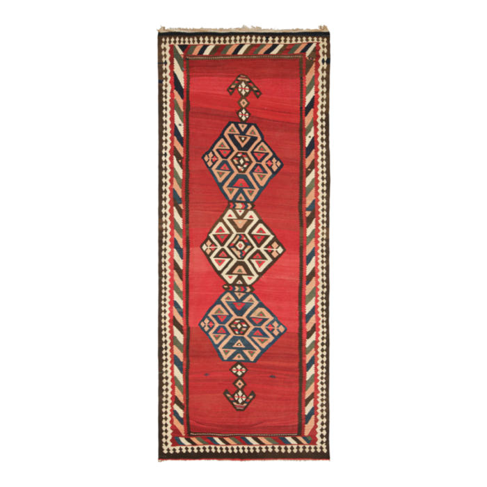 vintage kilim runner in red with geometric medallions from rug and kilim 0648