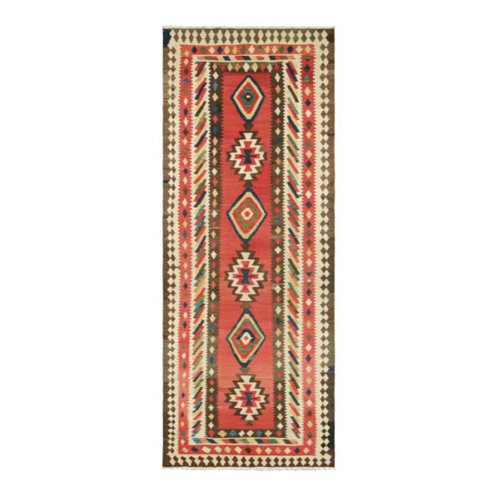 vintage kilim runner in red with geometric medallions from rug and kilim 3447