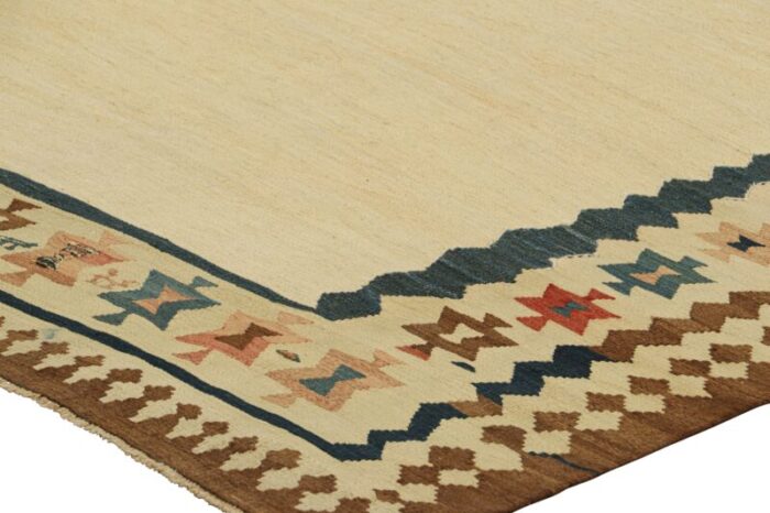 vintage kilim with beige open field and geometric borders from rug and kilim 1944