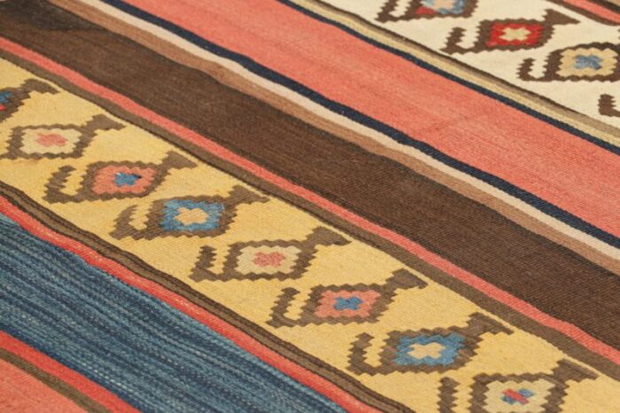 vintage kilim with stripes and geometric patterns from rug and kilim 5044