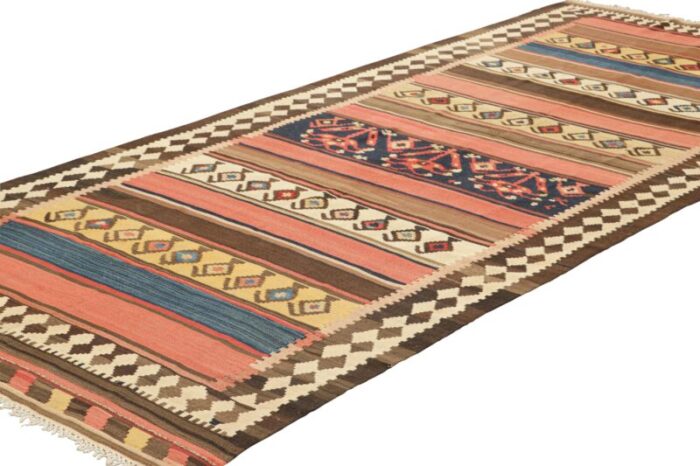 vintage kilim with stripes and geometric patterns from rug and kilim 7548