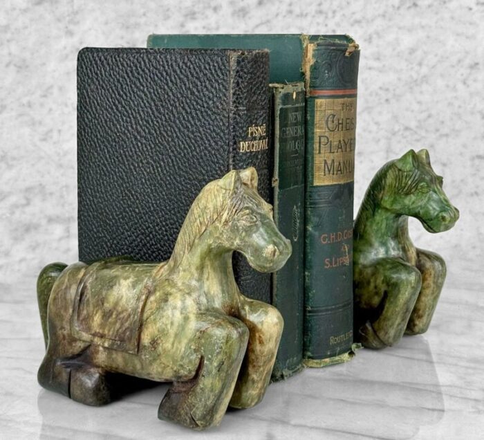 vintage large chinese jade carved tang horse sculpture a pair 3663