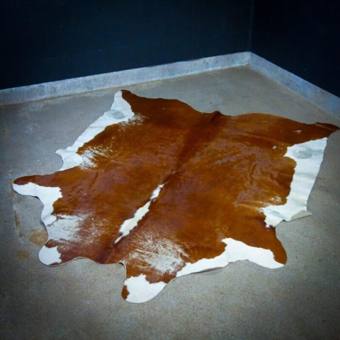 vintage leather cowhide rug 1