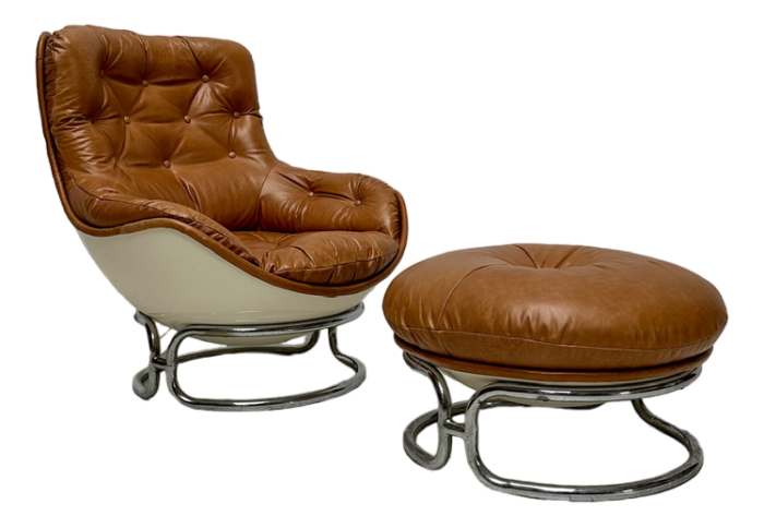 vintage leather karate chair set by michel cadestin for airborne 1960s set of 2 9475