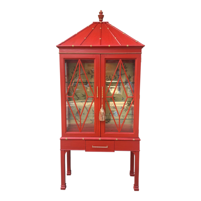 vintage lexington chinoiserie cabinet with pagoda top faux bamboo 1617