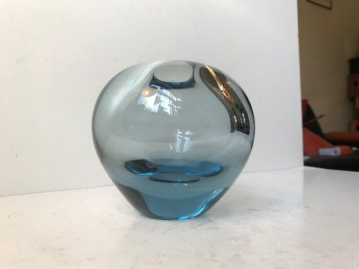 vintage light blue ball vase by per luetken for holmegaard 1960s 2