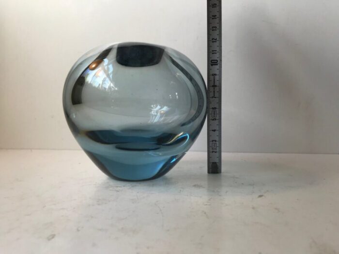 vintage light blue ball vase by per luetken for holmegaard 1960s 4