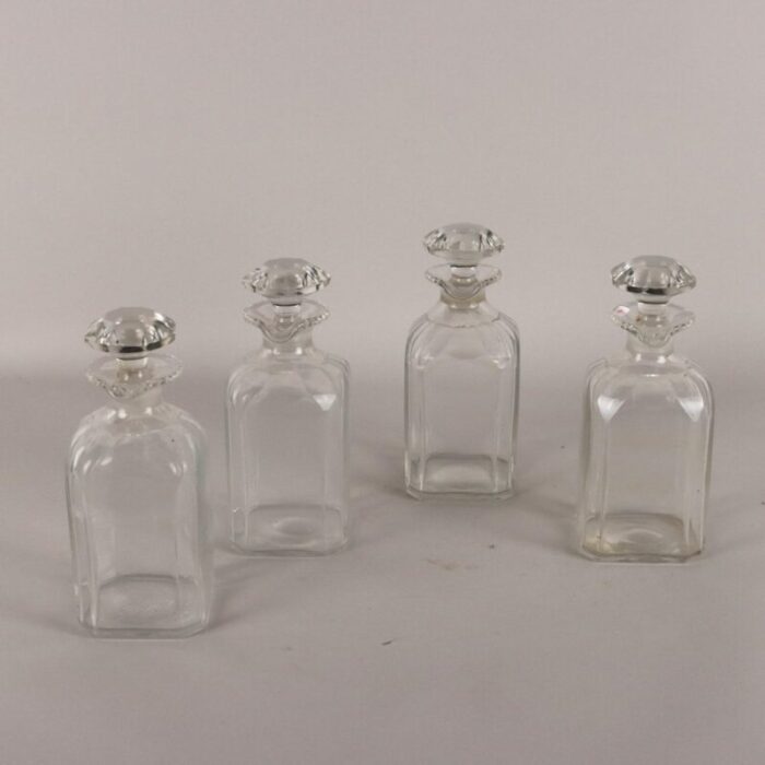 vintage liquor box with glass decanters early 19th century set of 5 4