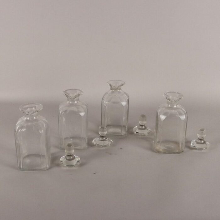 vintage liquor box with glass decanters early 19th century set of 5 5