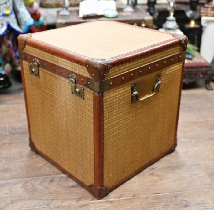 vintage luggage trunks reed steamer case table 1950s set of 2 6