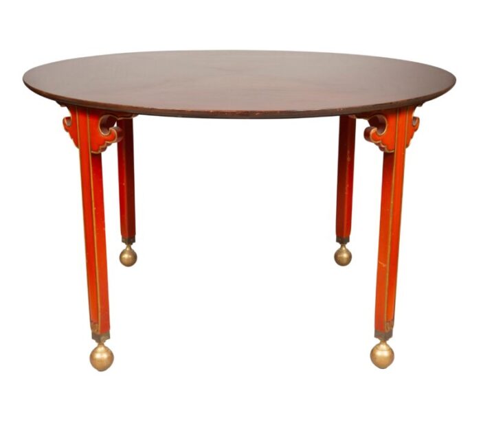 vintage mahogany red lacquered table 8122