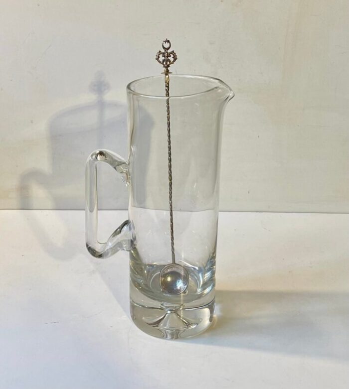 vintage martini glass pitcher with turkish silver stirrer 1970s set of 2 1