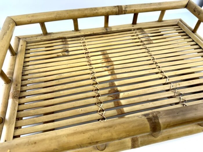 vintage mid century bamboo large tray 0350