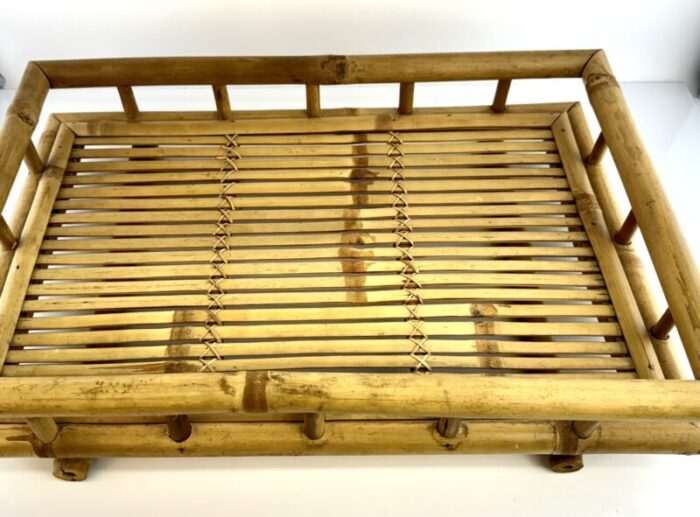 vintage mid century bamboo large tray 5229