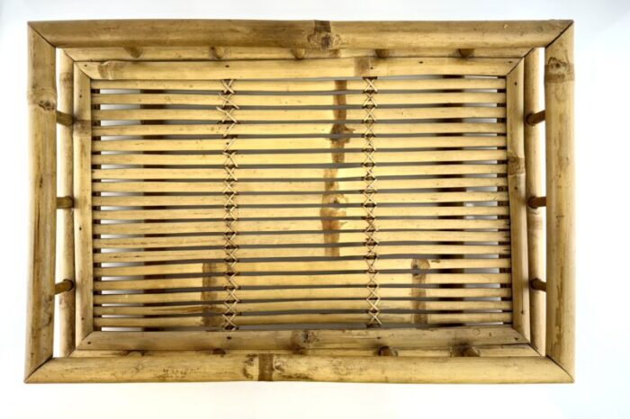 vintage mid century bamboo large tray 5340