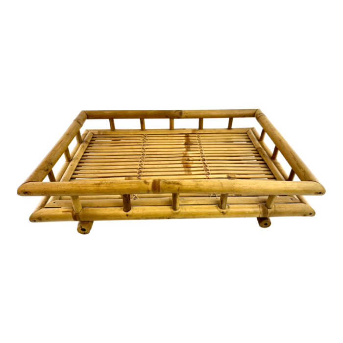 vintage mid century bamboo large tray 5409