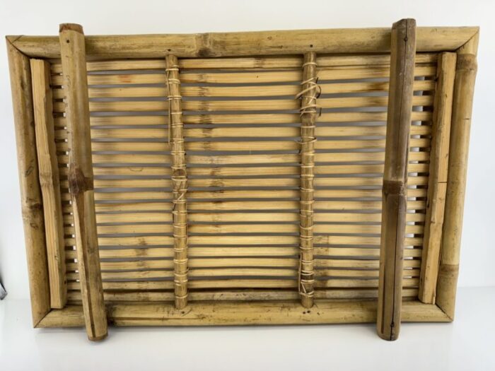 vintage mid century bamboo large tray 7067