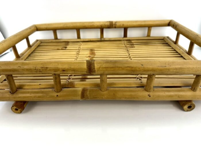 vintage mid century bamboo large tray 7511